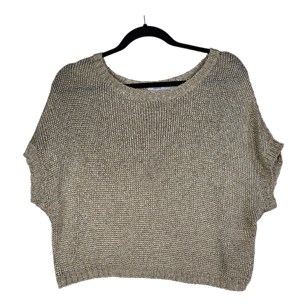 Bishop & Young Women's Size M Gold Short Sleeve Crop Metallic Sweater